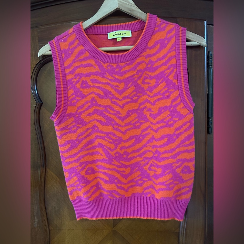 Circus by Sam Edelman Pink and Orange SweaterVest Size Small #765